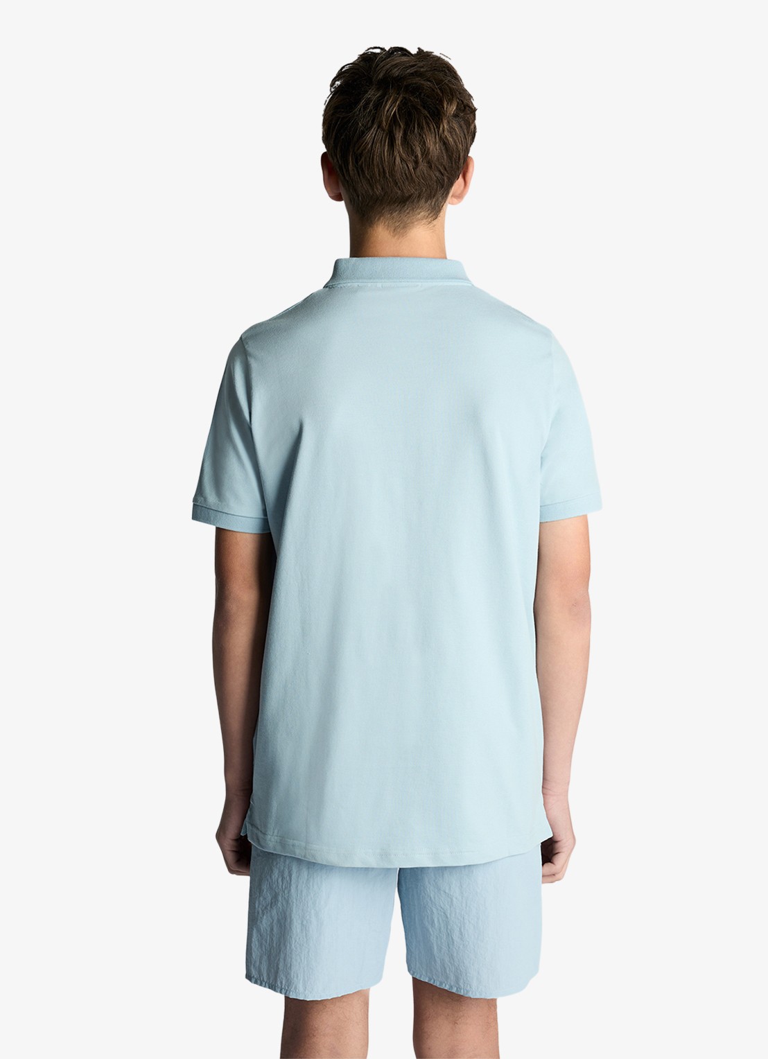 Lyle & Scott Polo met logoborduring - achterkant lichtblauw