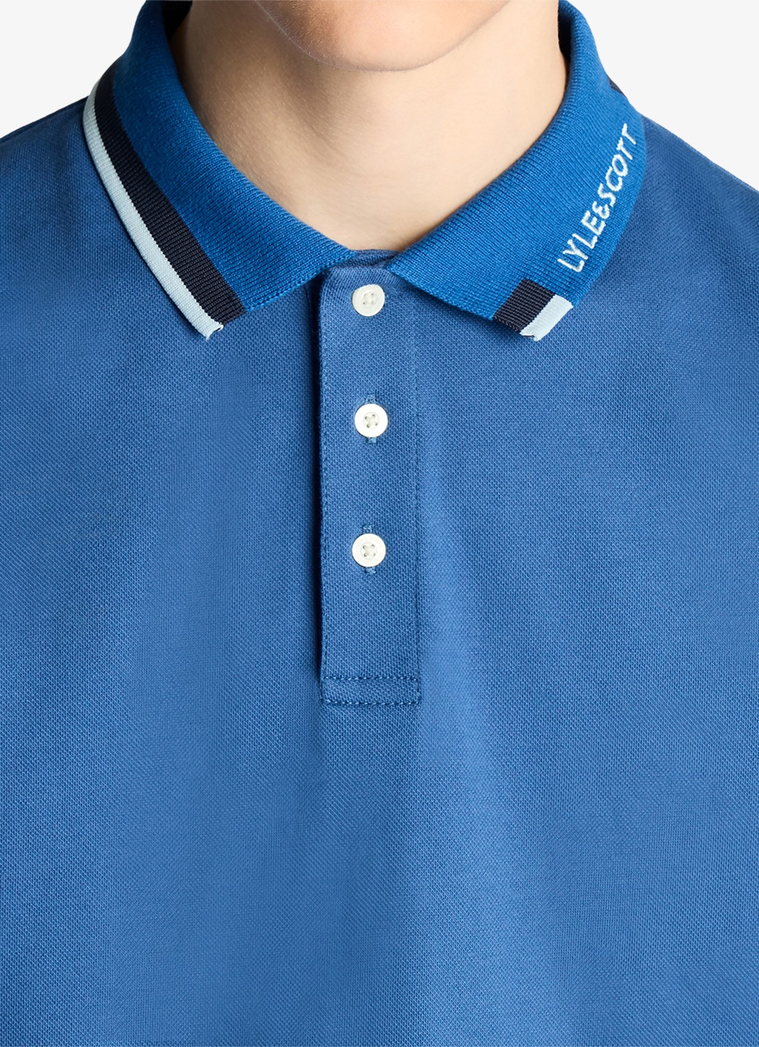Lyle & Scott Polo met logoborduring - detail 3 blauw