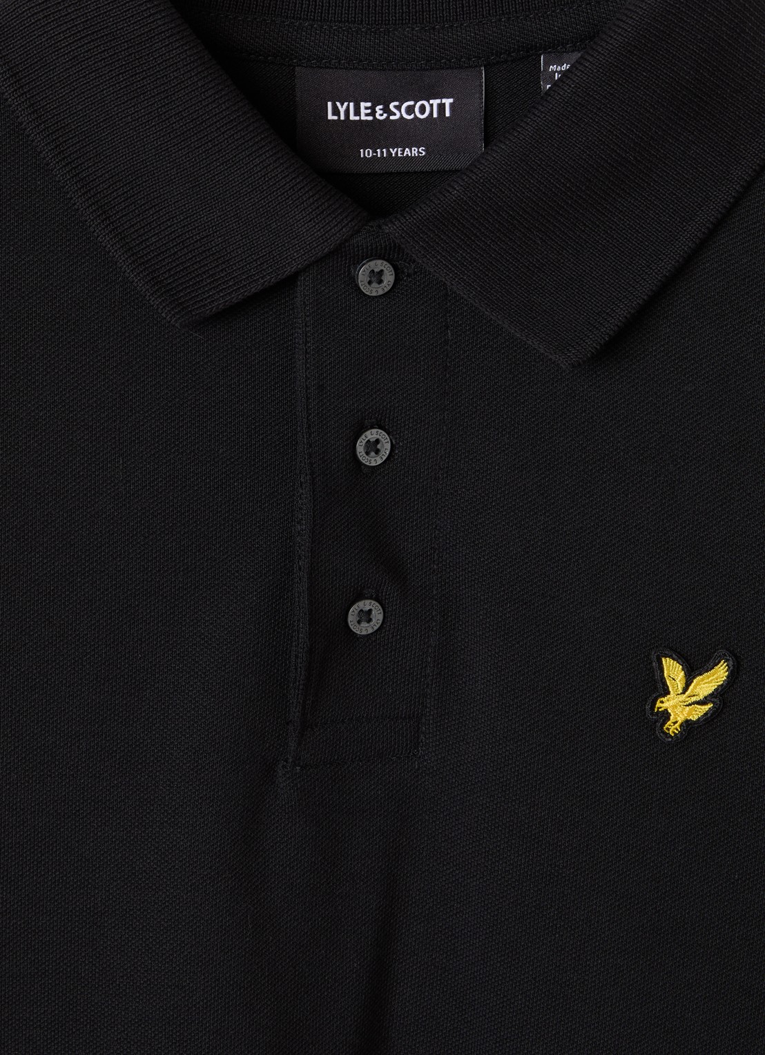 Lyle & Scott Polo van piqué katoen - detail zwart