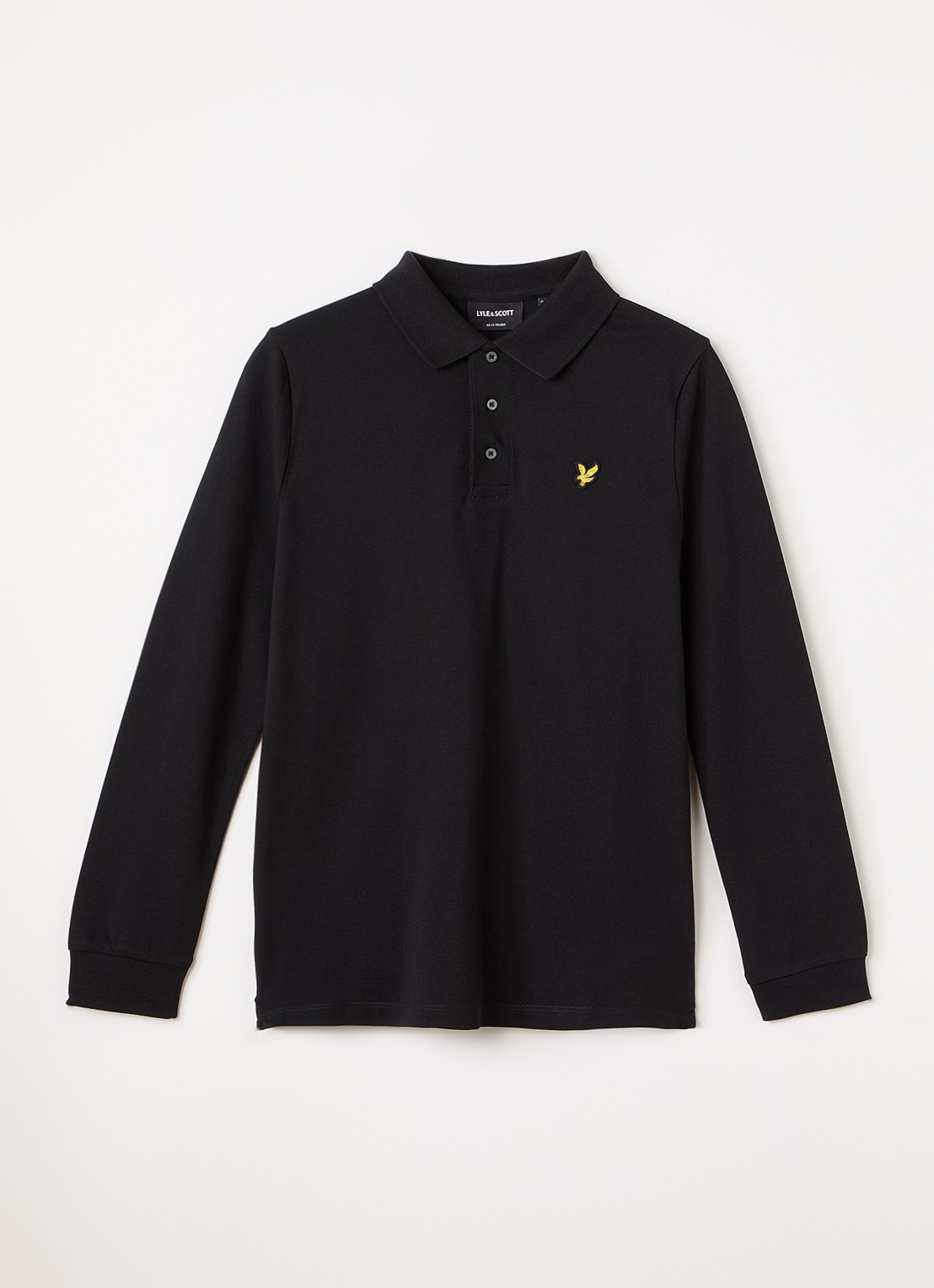 Lyle & Scott Polo van piqué katoen - voorkant 2 zwart