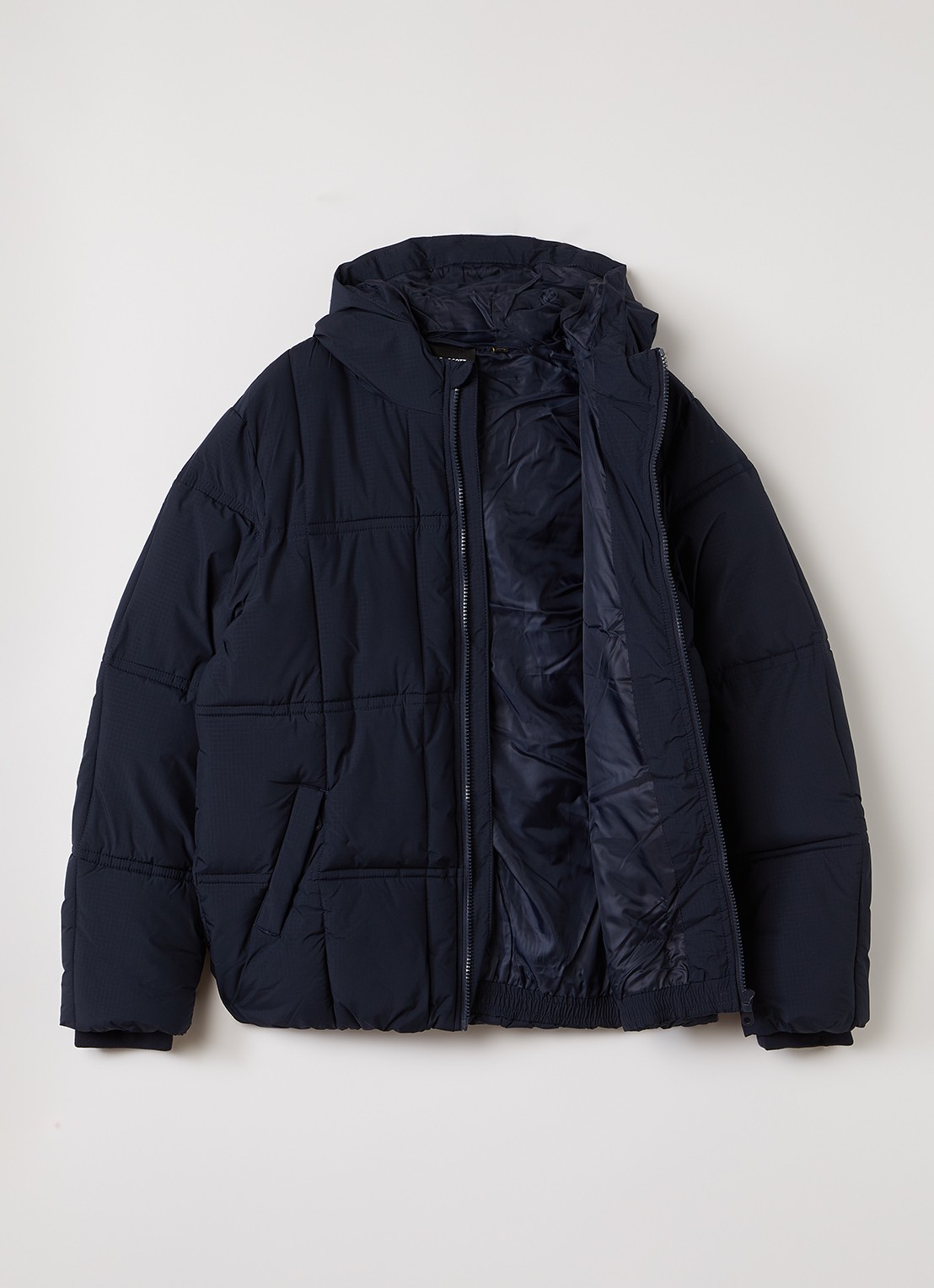 Lyle & Scott Puffer jack met ritszakken - voorkant 2 donkerblauw