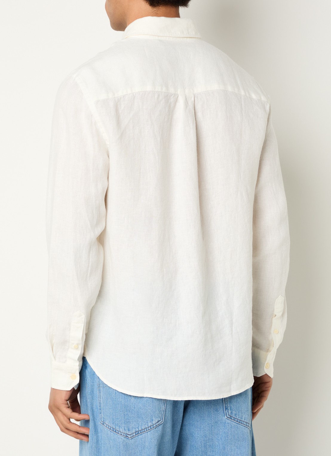 Lyle & Scott Regular fit overhemd in linnenblend met logo - achterkant gebroken wit