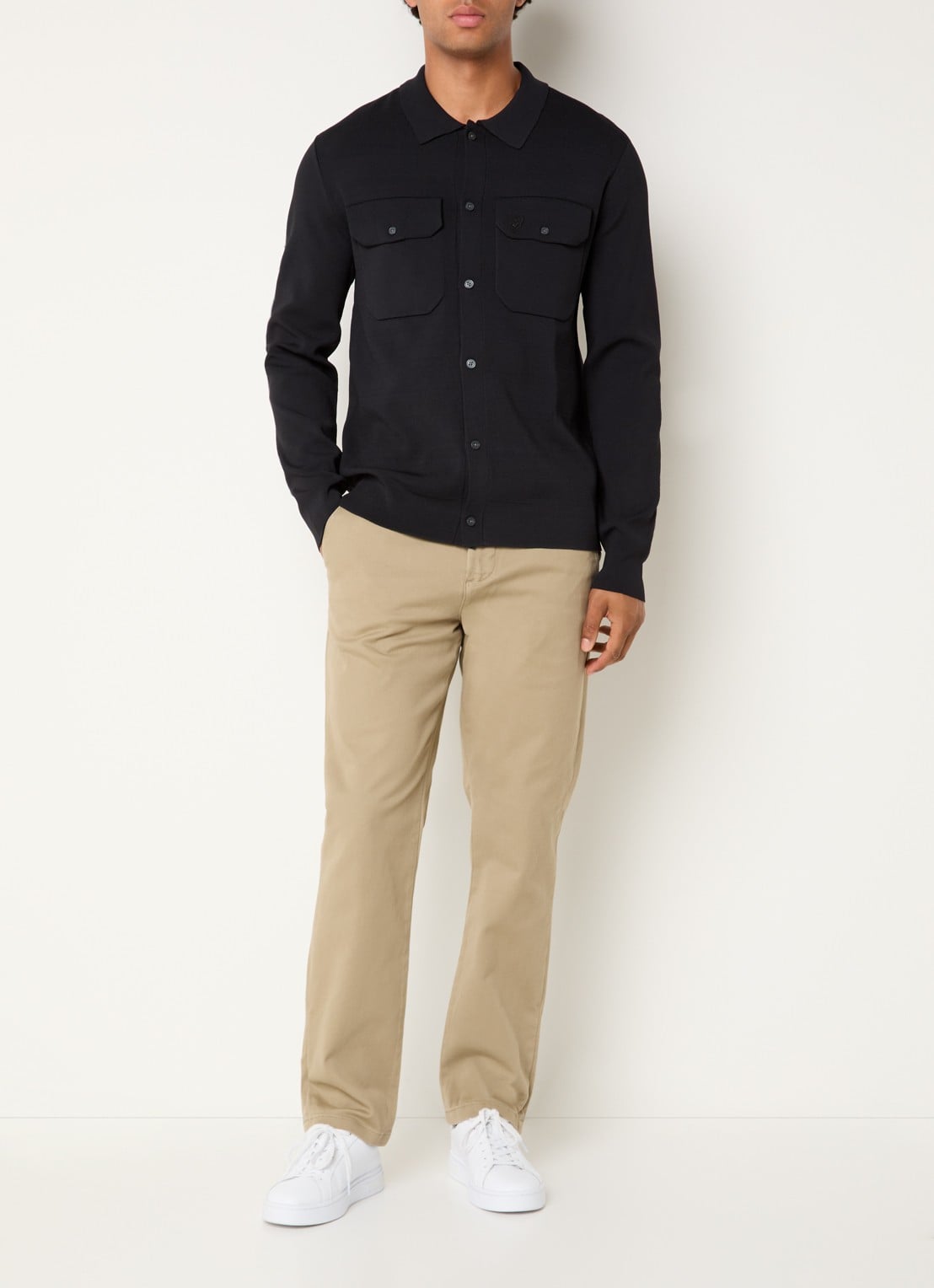 Lyle & Scott Regular fit overshirt met borstzakken - voorkant 4 zwart