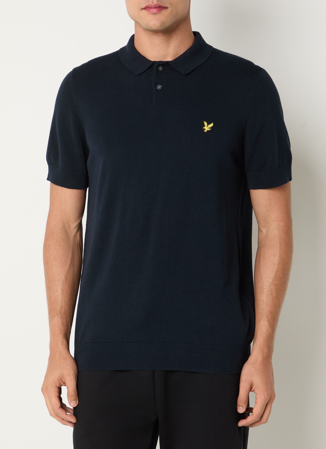 Lyle & Scott Regular fit polo met logo - detail 3 donkerblauw