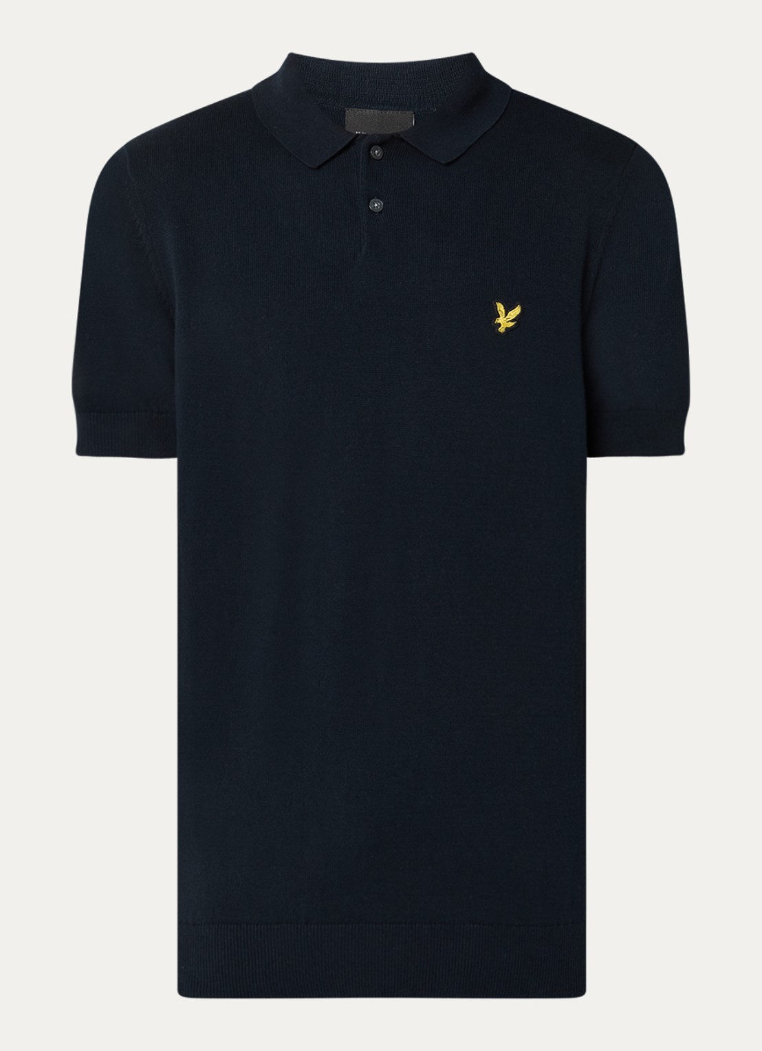 Lyle & Scott Regular fit polo met logo - voorkant donkerblauw