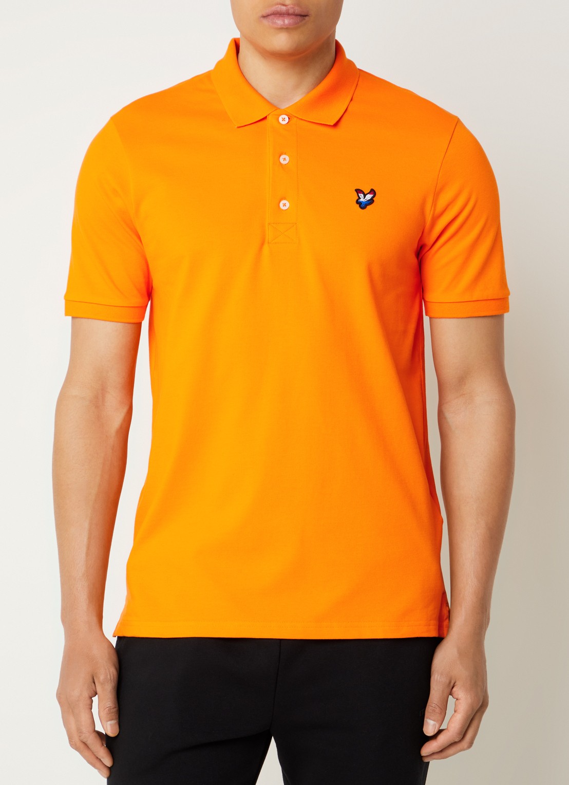 Lyle & Scott Regular fit polo met logo - detail oranje