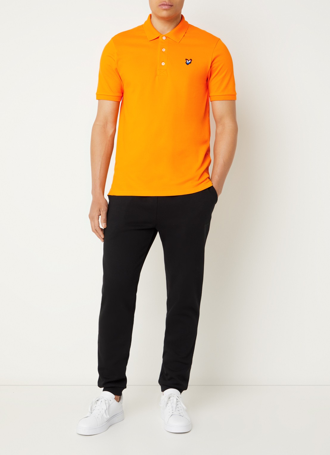 Lyle & Scott Regular fit polo met logo - voorkant 4 oranje