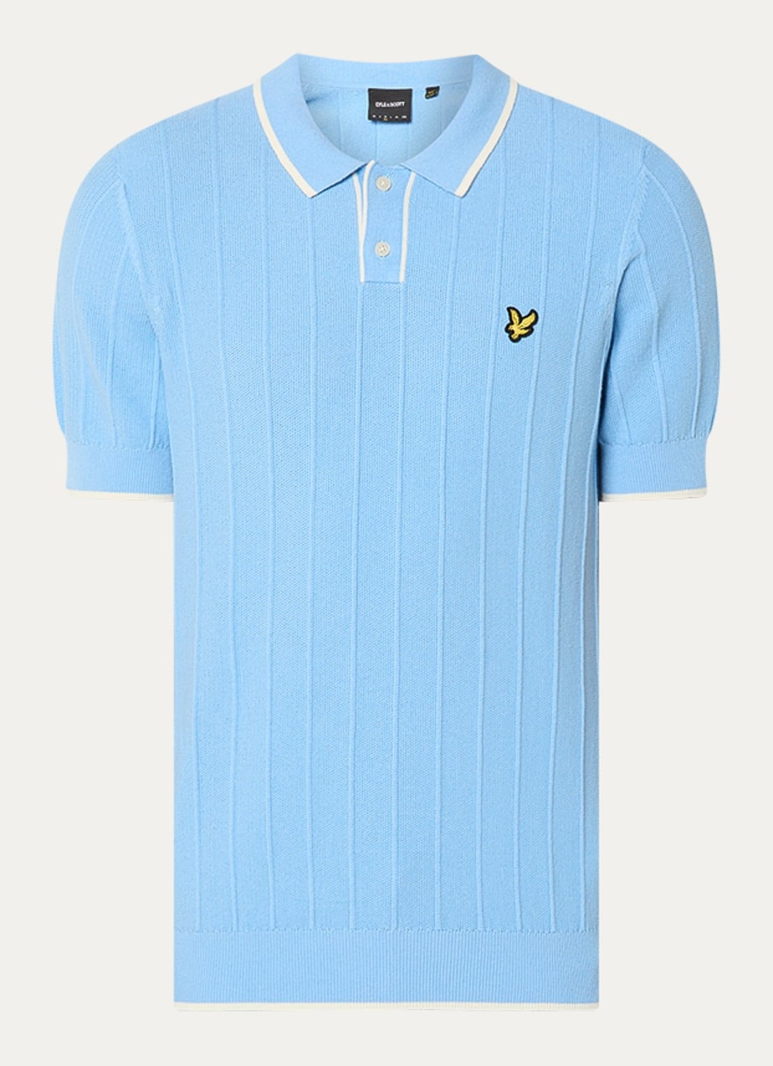 Lyle & Scott Regular fit polo van piqué katoen met logo - voorkant 3 lichtblauw