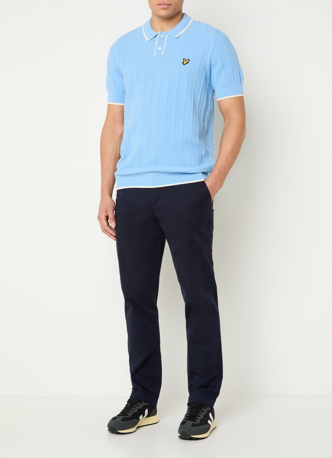 Lyle & Scott Regular fit polo van piqué katoen met logo - voorkant 4 lichtblauw