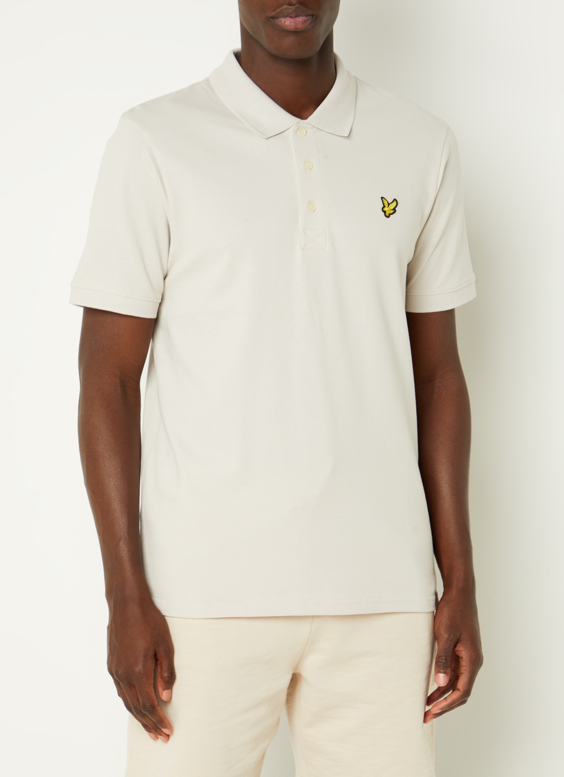 Lyle & Scott Regular fit polo van  piqué katoen met logo - detail 3 gebroken wit