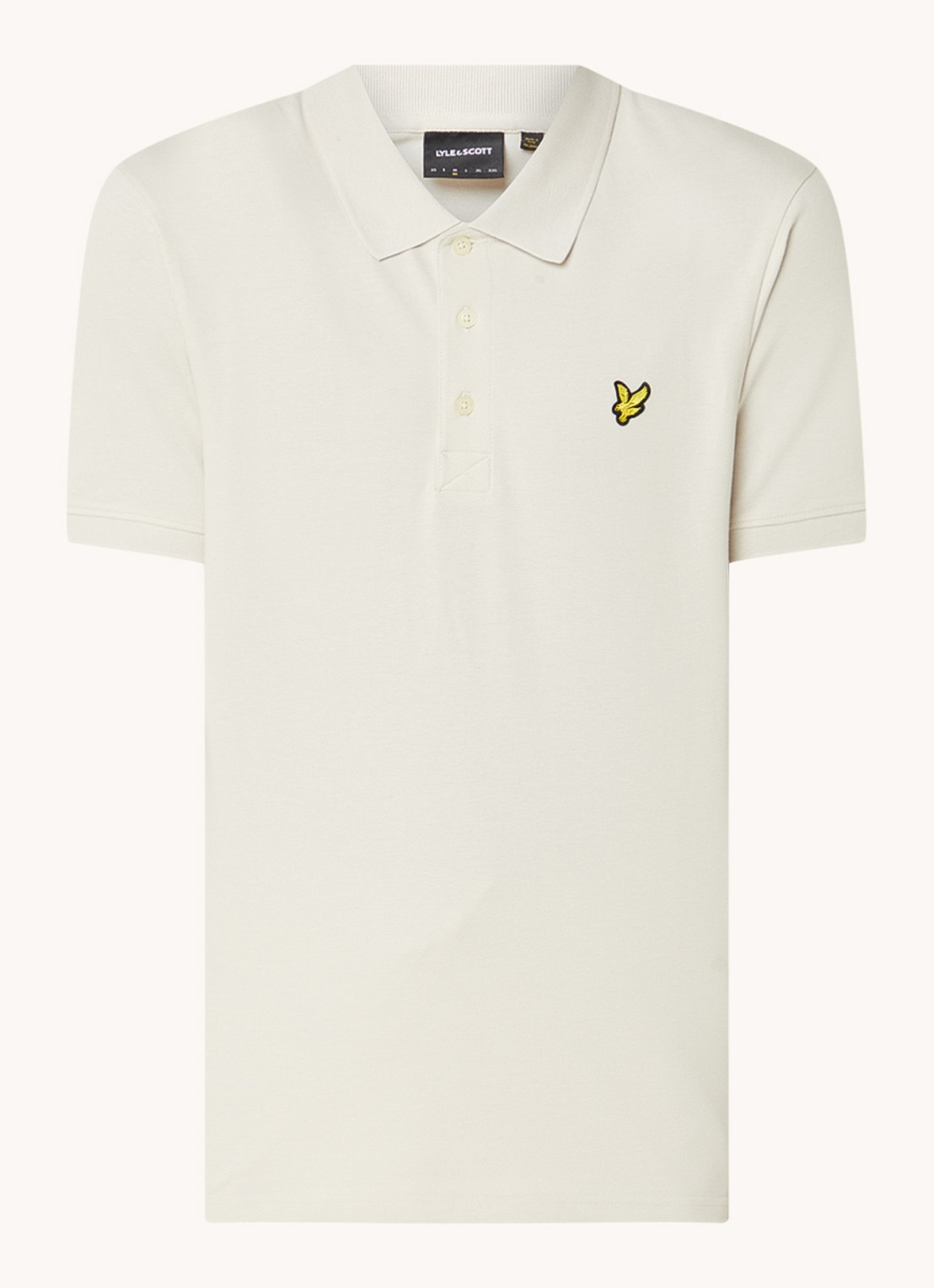 Lyle & Scott Regular fit polo van  piqué katoen met logo - voorkant gebroken wit