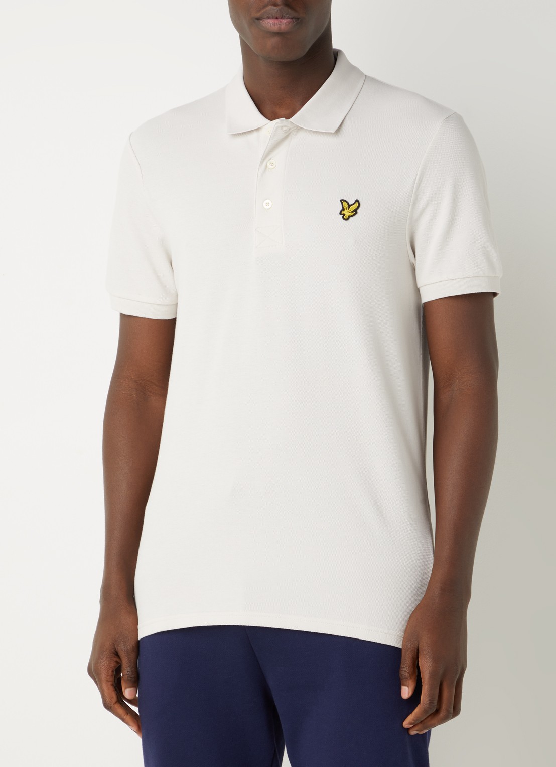 Lyle & Scott Regular fit polo van  piqué katoen met logo - detail beige
