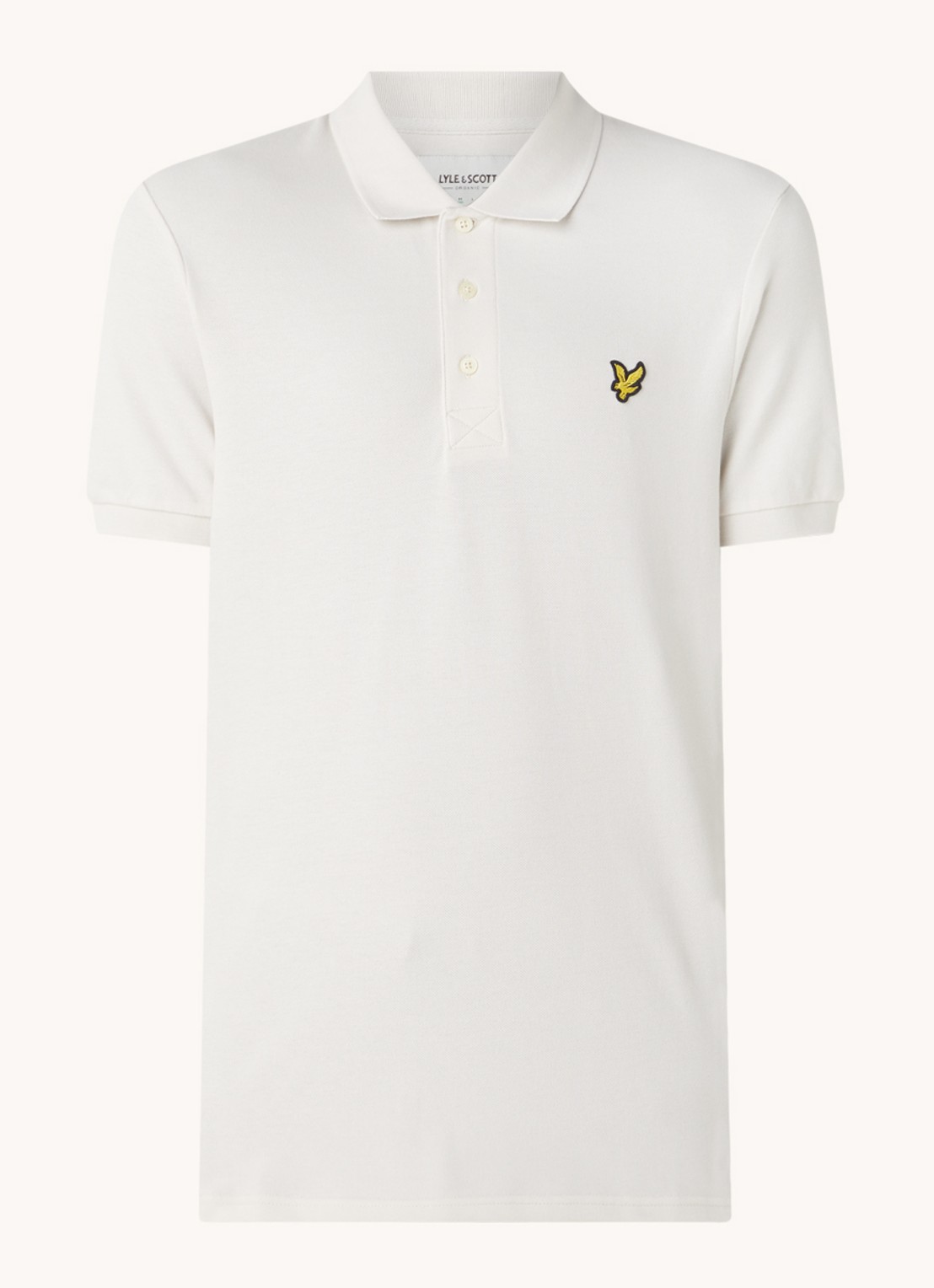 Lyle & Scott Regular fit polo van  piqué katoen met logo - voorkant 2 beige