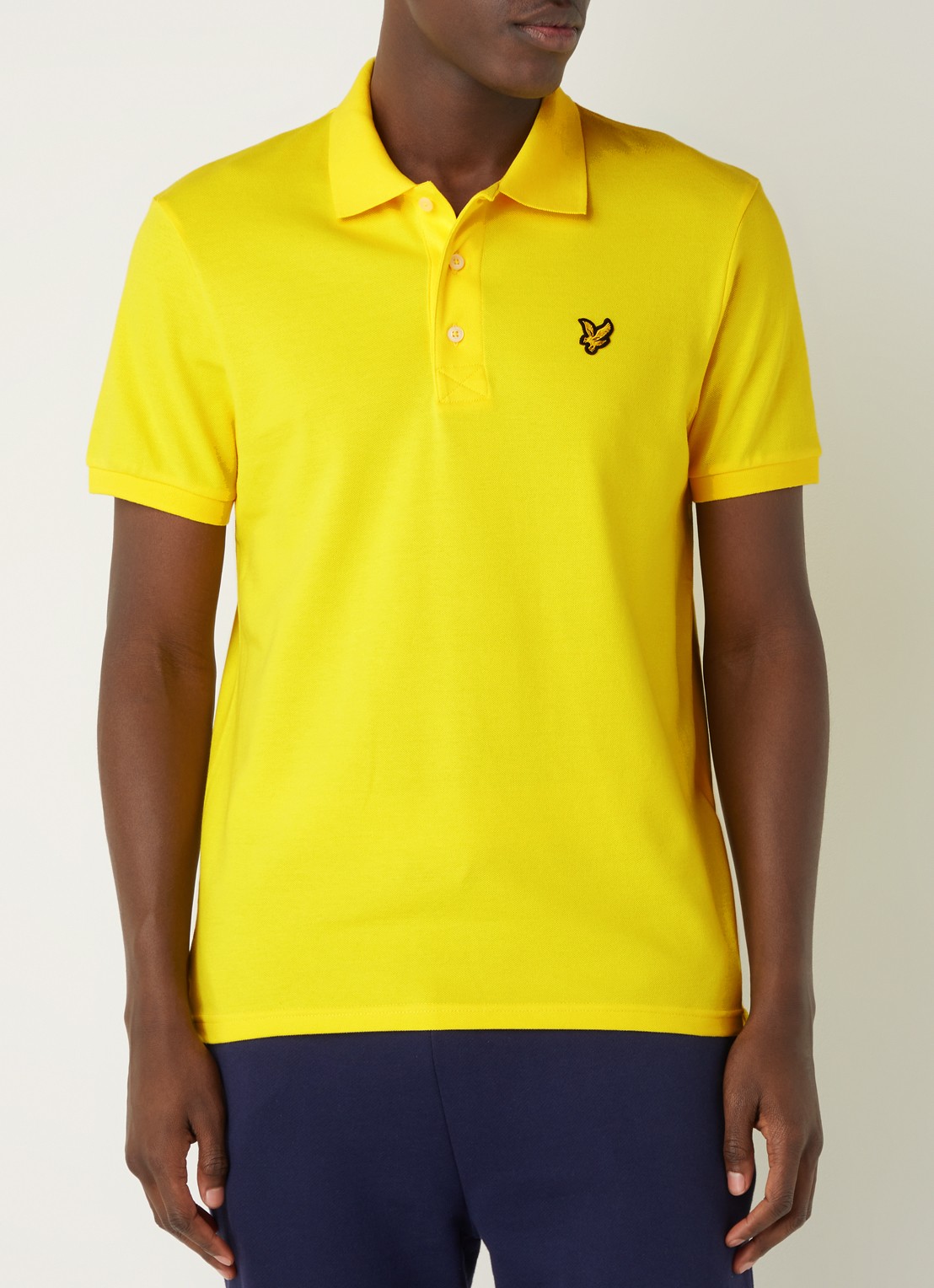 Lyle & Scott Regular fit polo van  piqué katoen met logo - detail geel