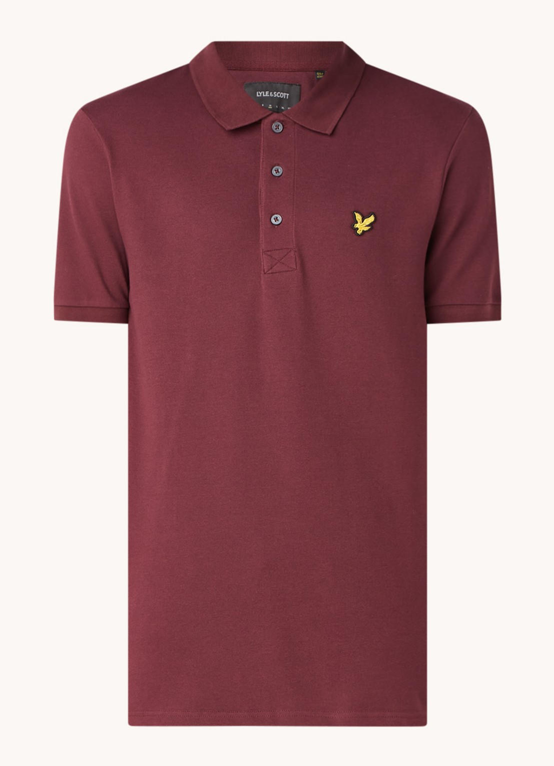 Lyle & Scott Regular fit polo van  piqué katoen met logo - voorkant 2 bordeauxrood