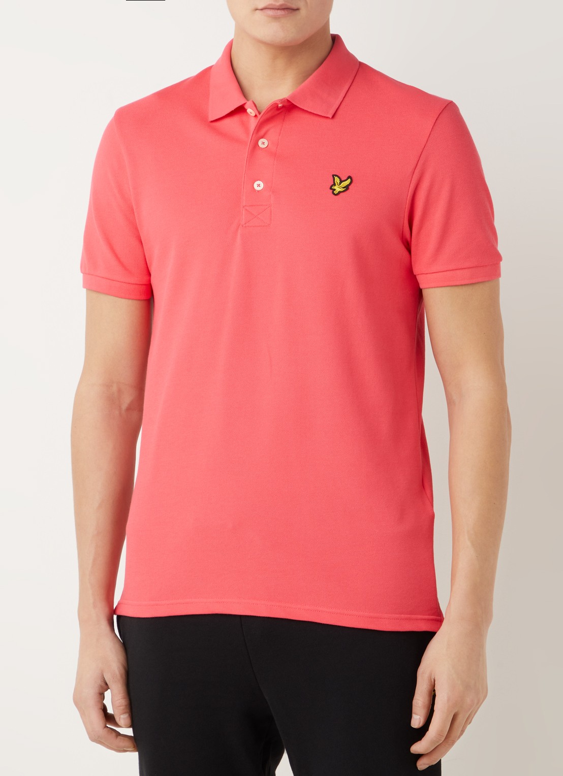 Lyle & Scott Regular fit polo van  piqué katoen met logo - detail roze