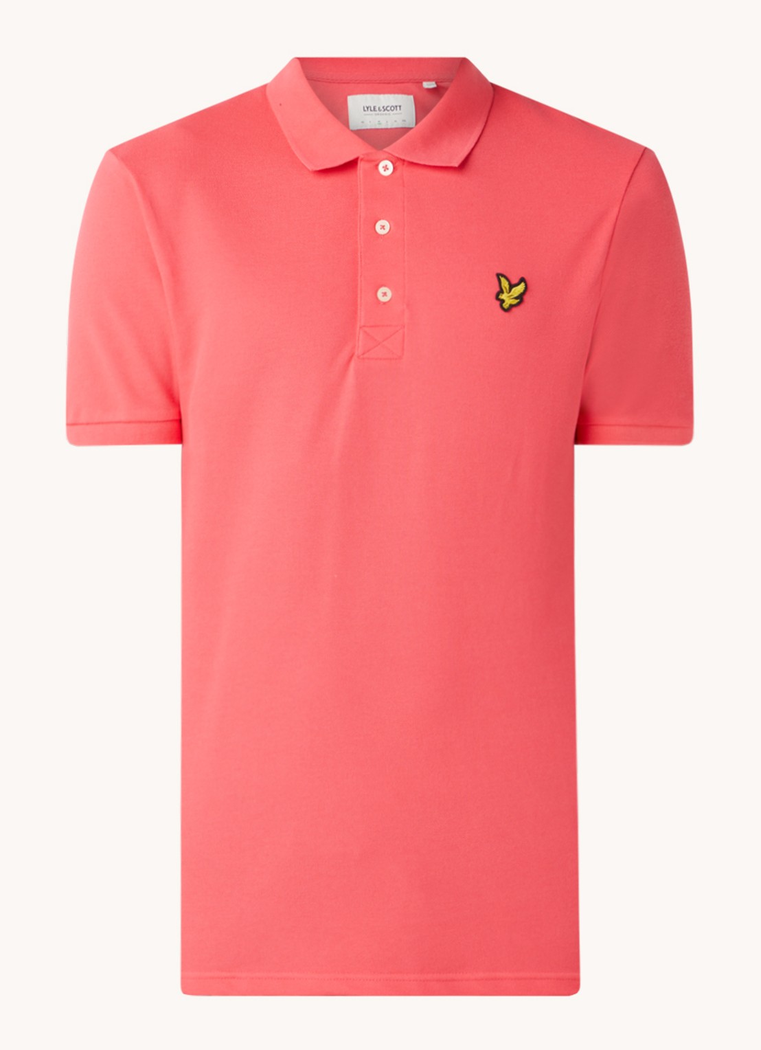 Lyle & Scott Regular fit polo van  piqué katoen met logo - voorkant 3 roze
