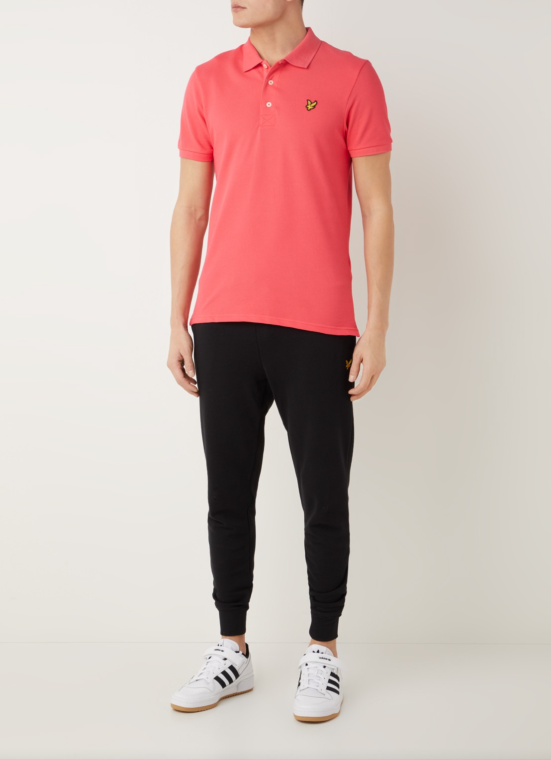 Lyle & Scott Regular fit polo van  piqué katoen met logo - voorkant 4 roze