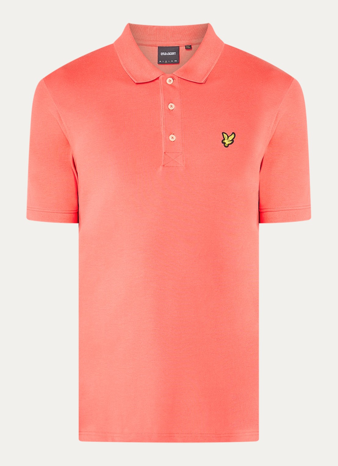 Lyle & Scott Regular fit polo van  piqué katoen met logo - voorkant koraal