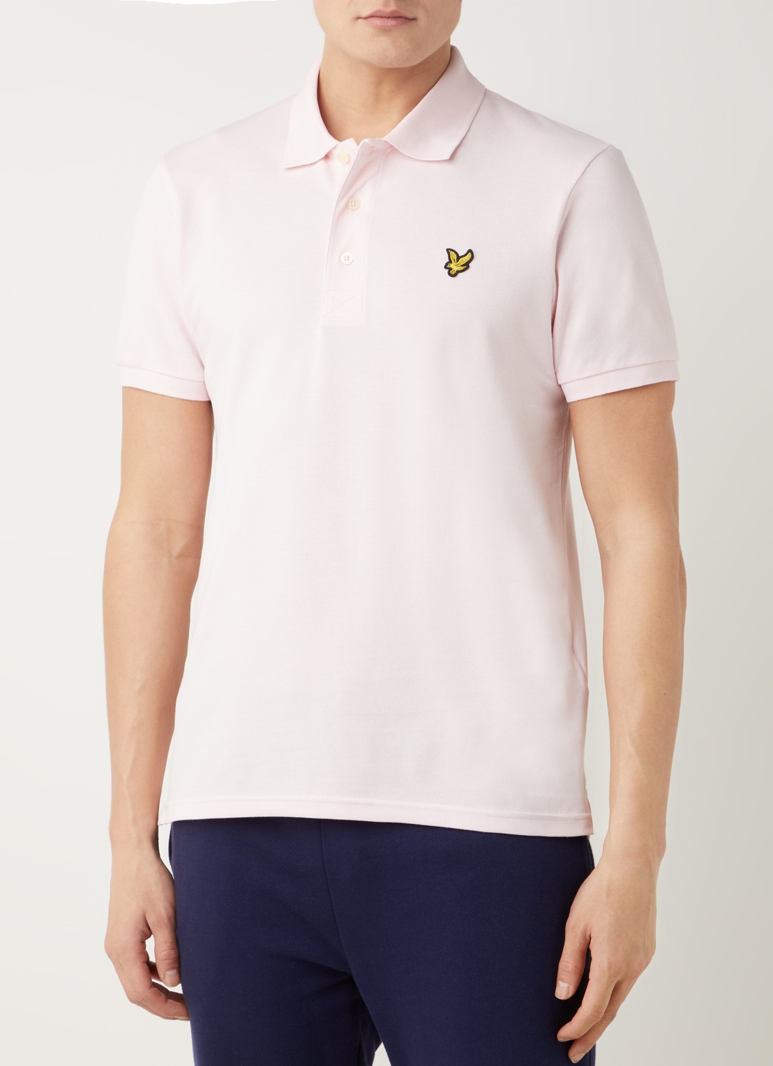 Lyle & Scott Regular fit polo van  piqué katoen met logo - detail lichtroze