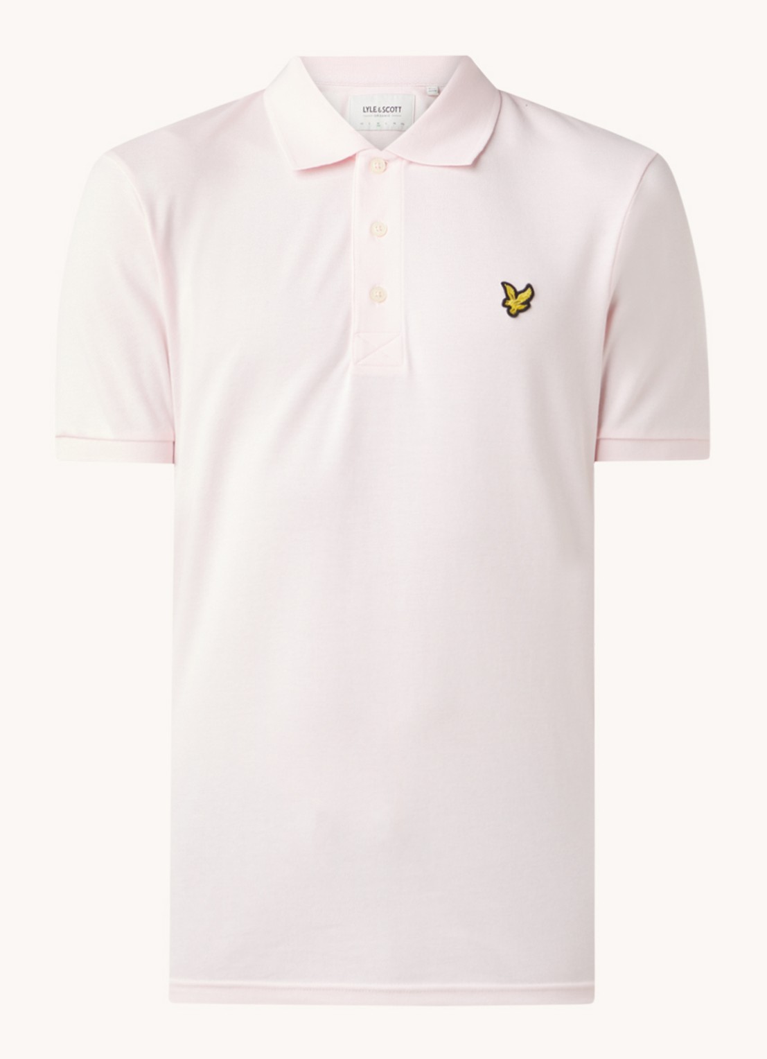 Lyle & Scott Regular fit polo van  piqué katoen met logo - voorkant 2 lichtroze
