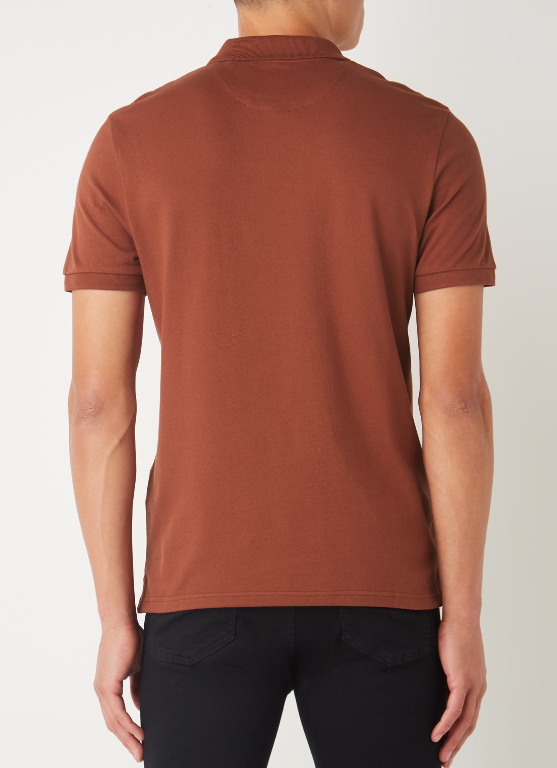 Lyle & Scott Regular fit polo van  piqué katoen met logo - achterkant 2 roestbruin