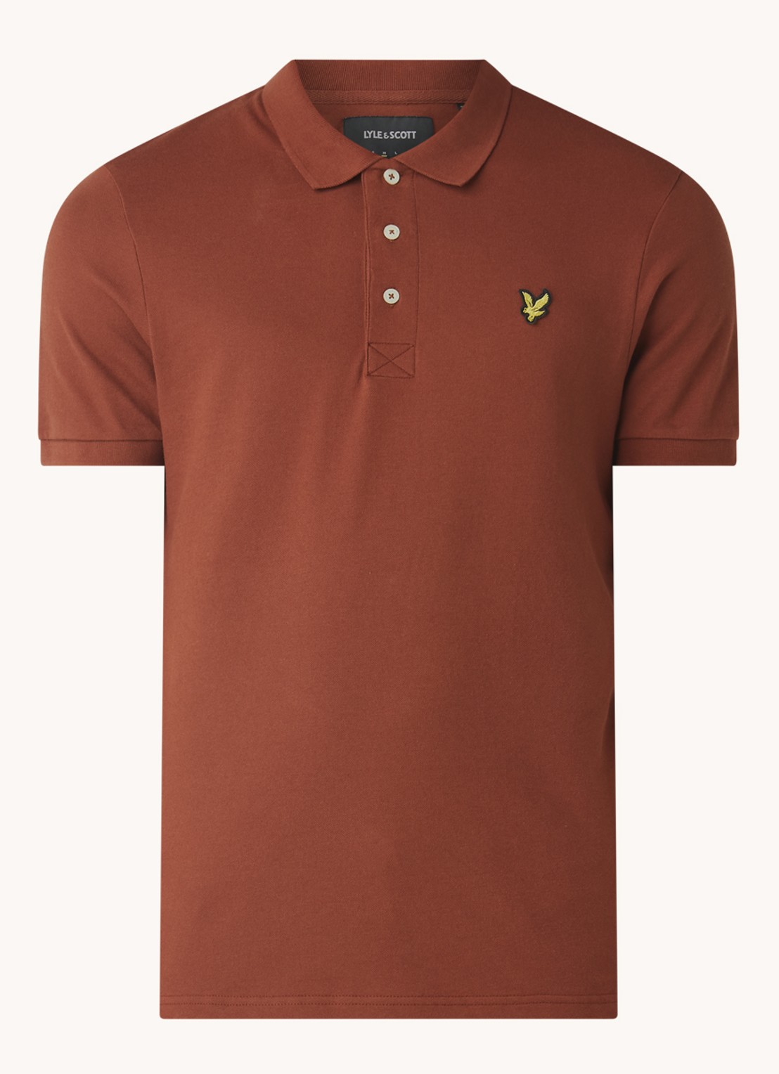Lyle & Scott Regular fit polo van  piqué katoen met logo - voorkant 3 roestbruin