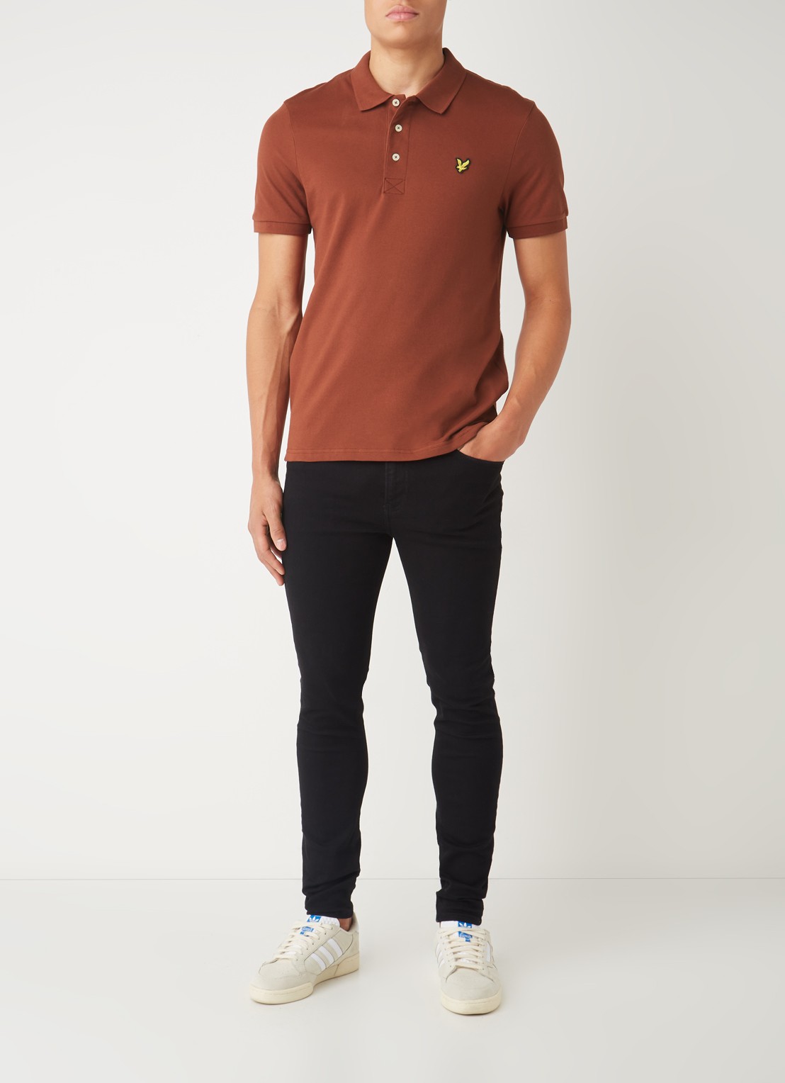 Lyle & Scott Regular fit polo van  piqué katoen met logo - voorkant 4 roestbruin