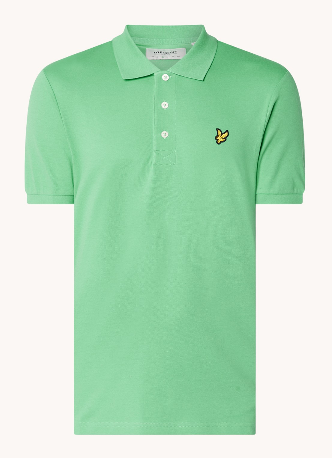 Lyle & Scott Regular fit polo van  piqué katoen met logo - voorkant 3 groen