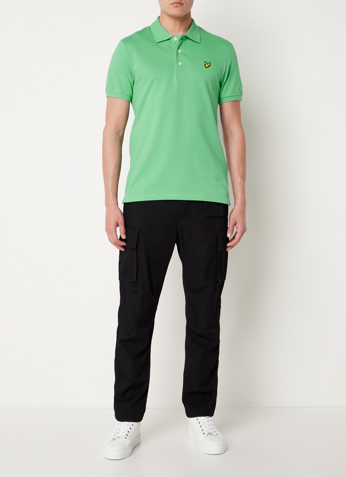 Lyle & Scott Regular fit polo van  piqué katoen met logo - voorkant 4 groen