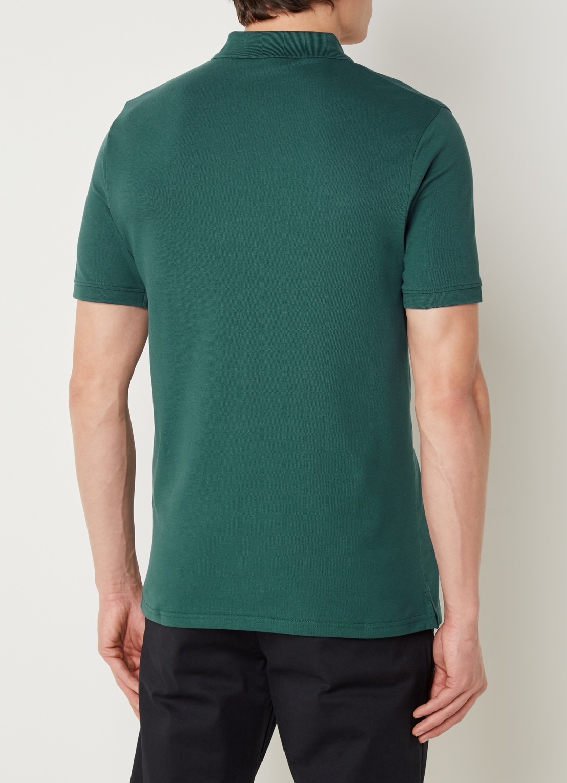 Lyle & Scott Regular fit polo van  piqué katoen met logo - achterkant donkergroen