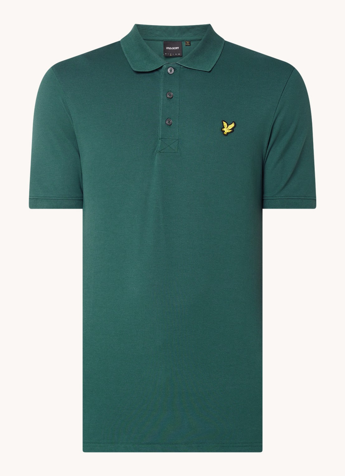 Lyle & Scott Regular fit polo van  piqué katoen met logo - voorkant 3 donkergroen