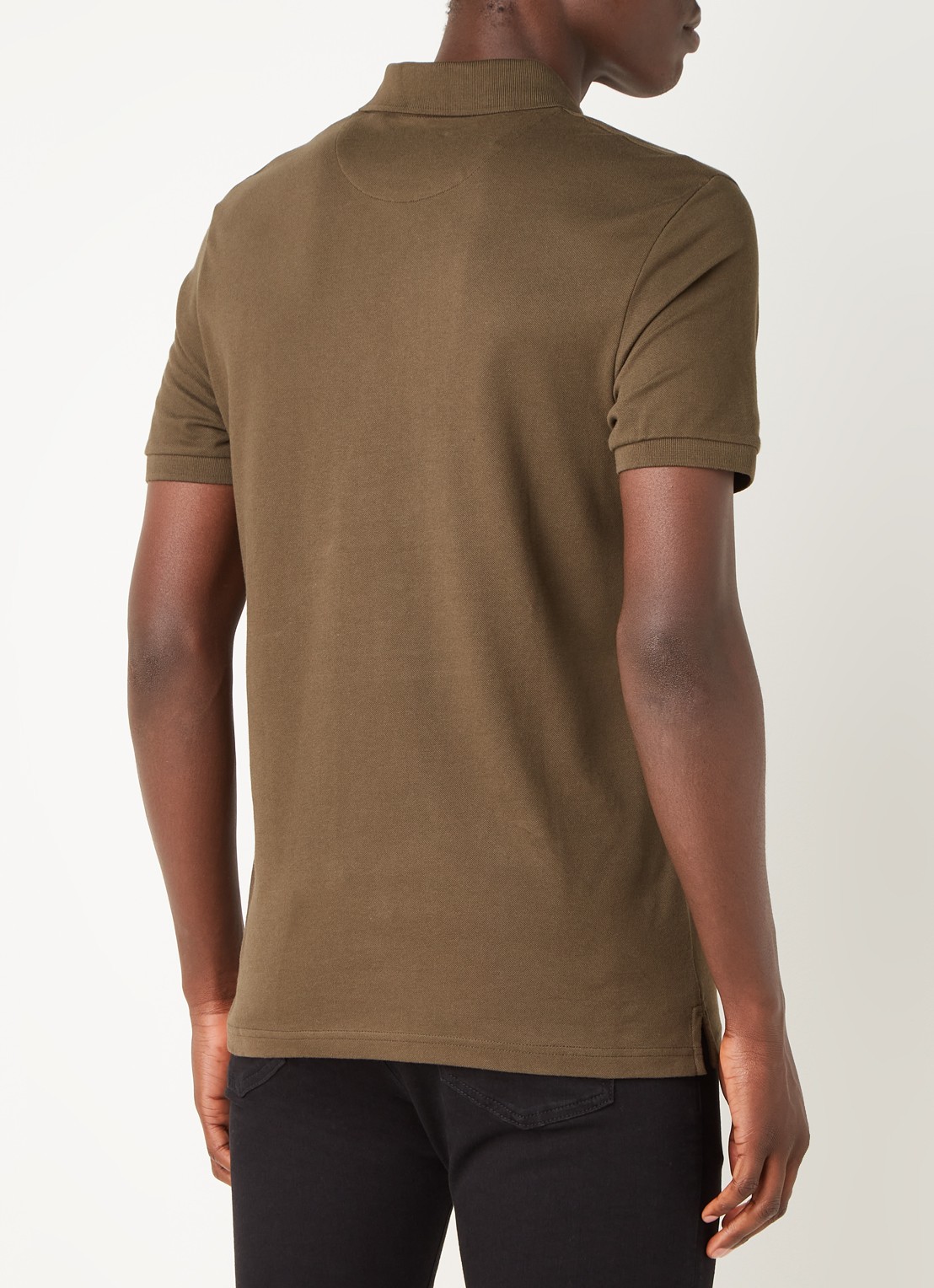 Lyle & Scott Regular fit polo van  piqué katoen met logo - achterkant bronsgroen