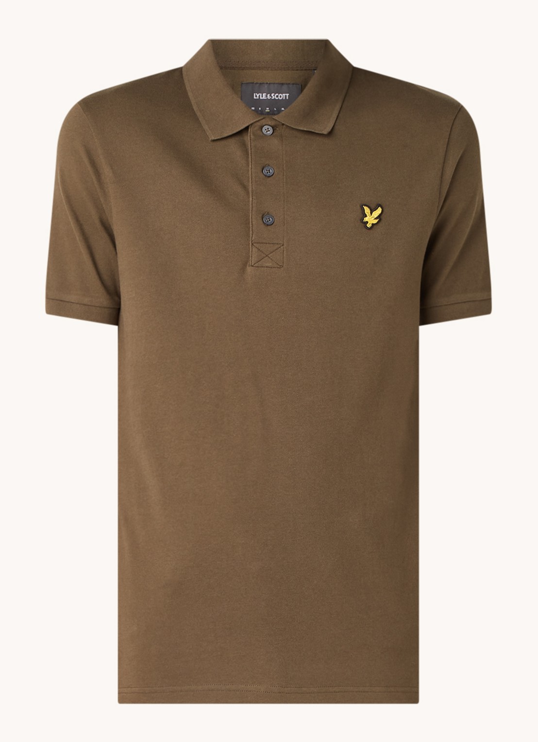 Lyle & Scott Regular fit polo van  piqué katoen met logo - voorkant 2 bronsgroen