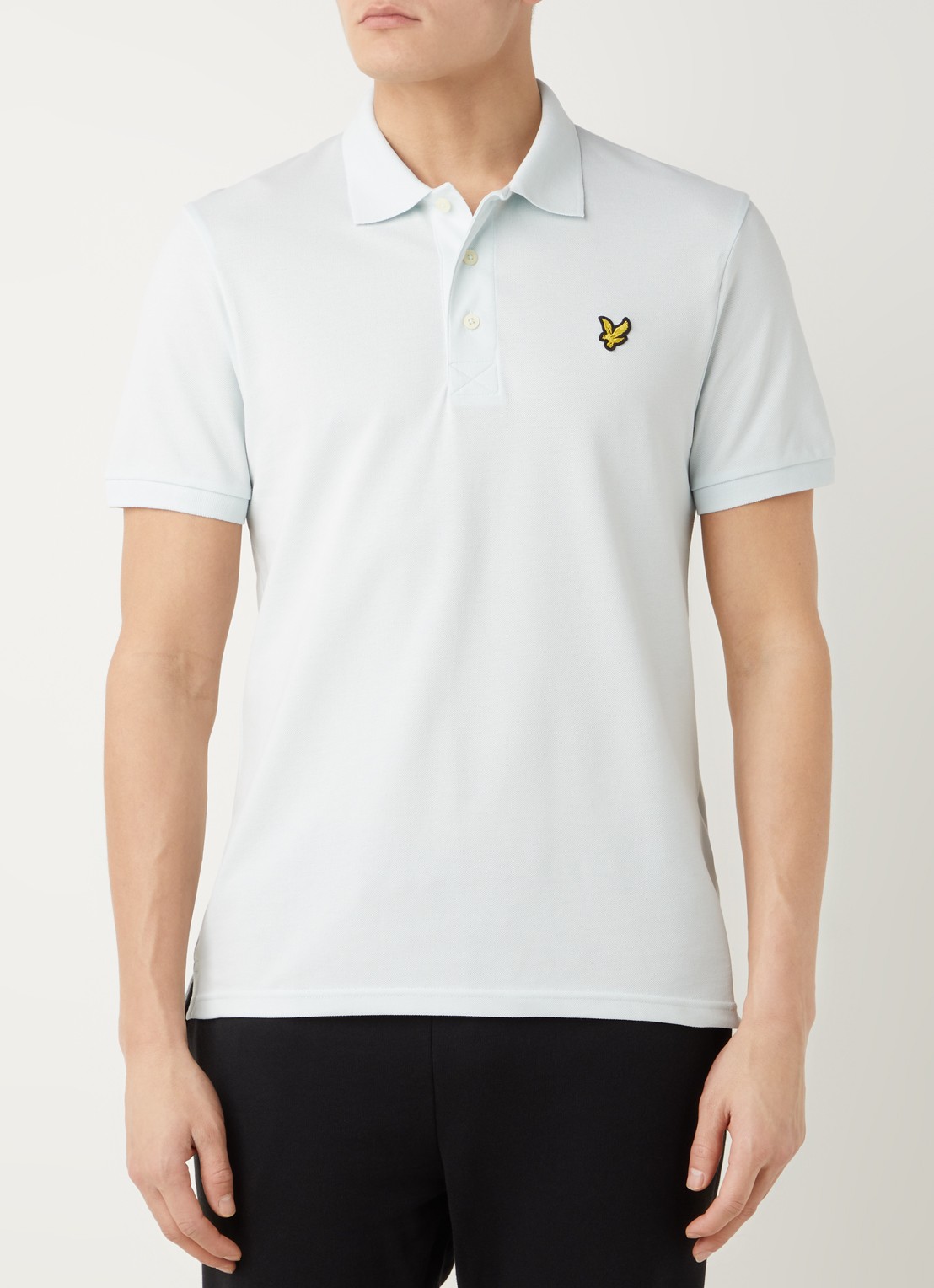 Lyle & Scott Regular fit polo van  piqué katoen met logo - detail mint