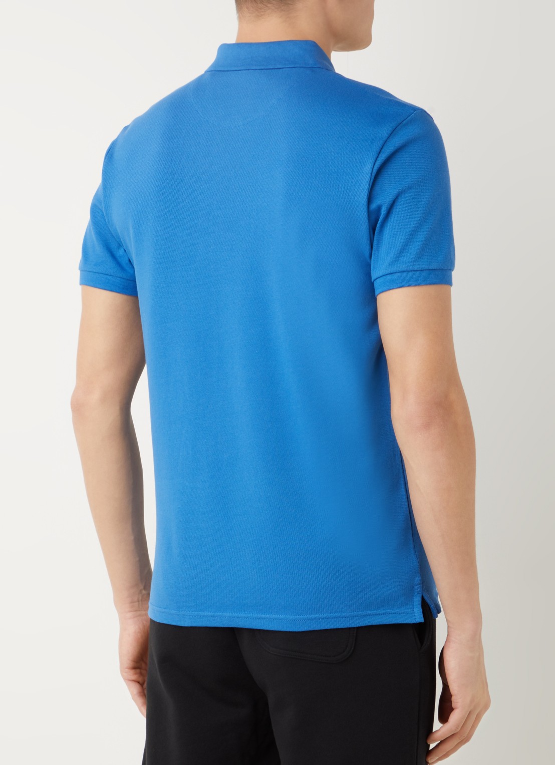 Lyle & Scott Regular fit polo van  piqué katoen met logo - achterkant donkerblauw
