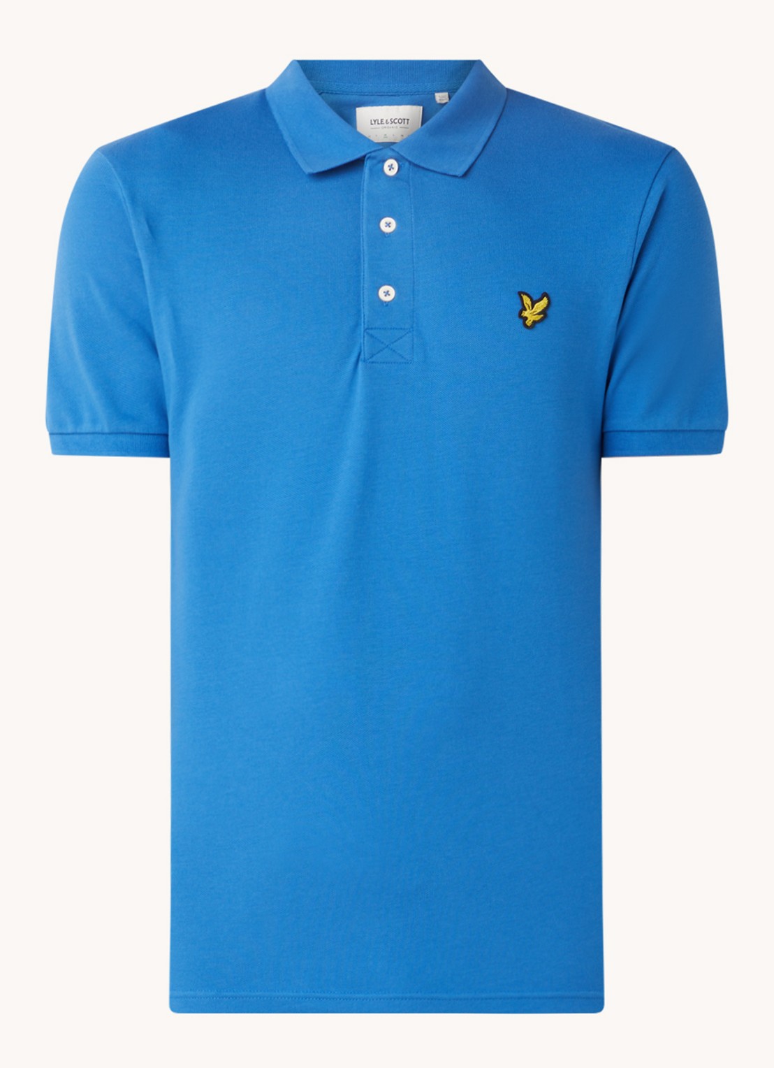 Lyle & Scott Regular fit polo van  piqué katoen met logo - voorkant 3 donkerblauw