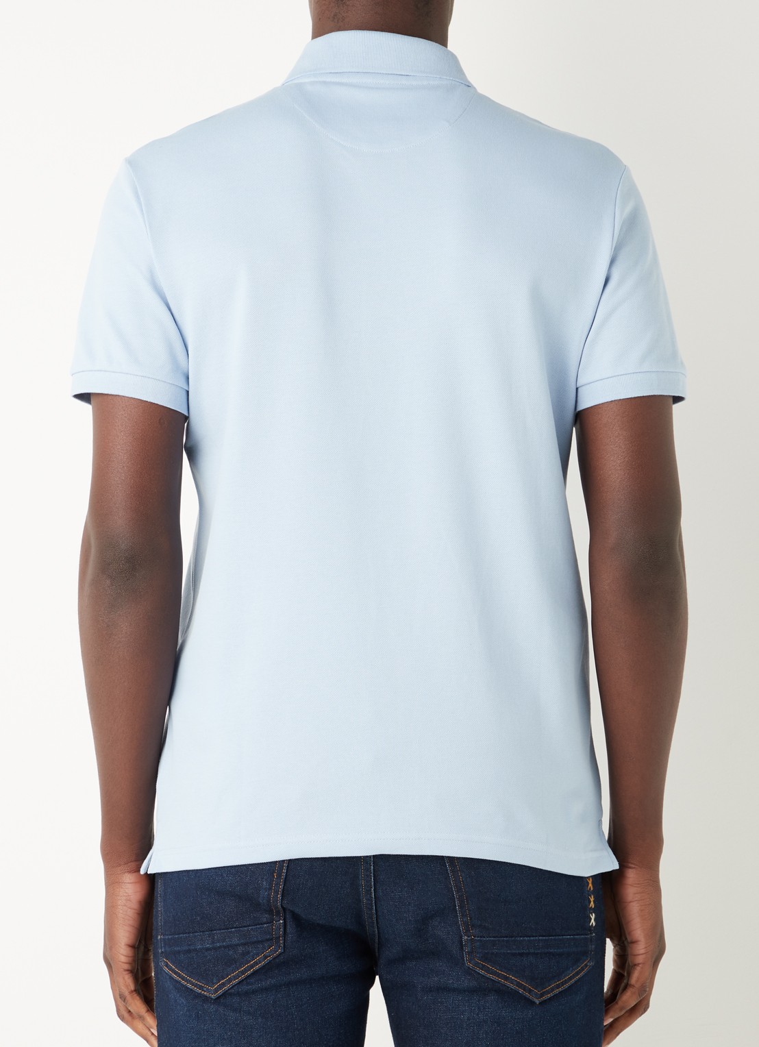 Lyle & Scott Regular fit polo van  piqué katoen met logo - achterkant 4 lichtblauw