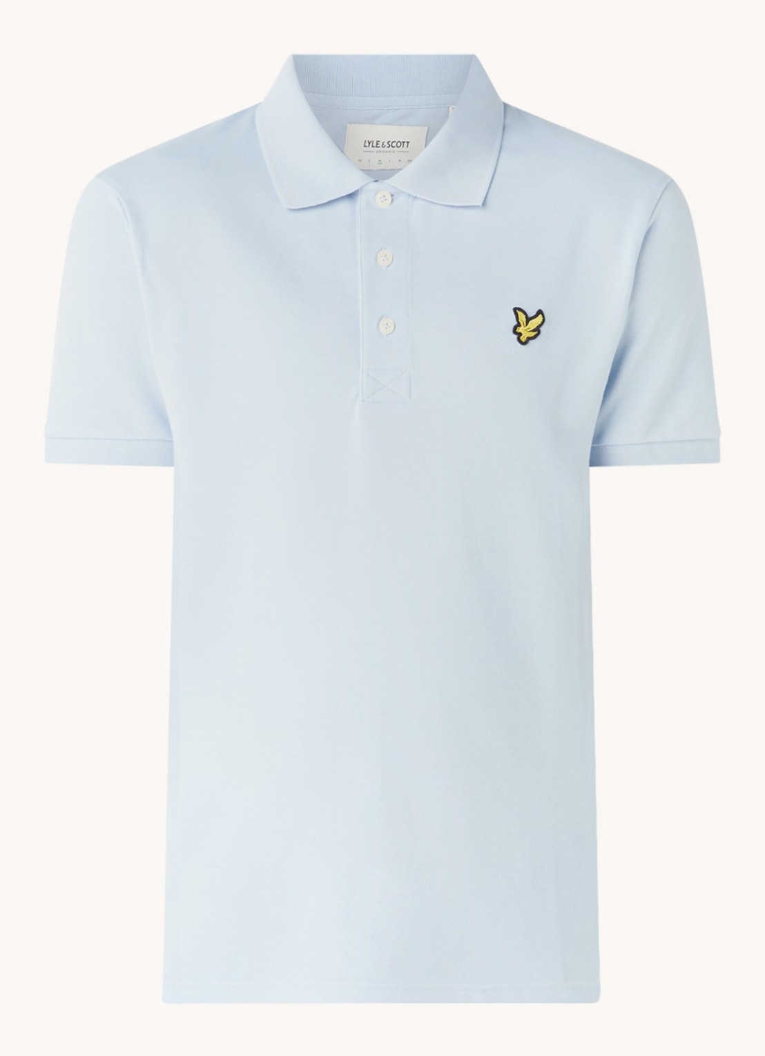Lyle & Scott Regular fit polo van  piqué katoen met logo - voorkant 2 lichtblauw