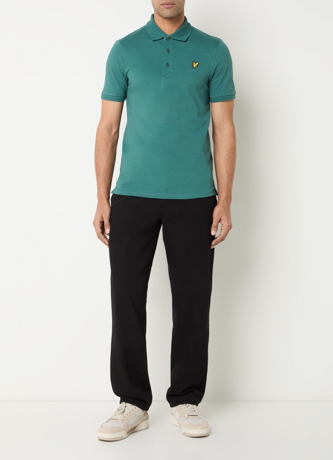 Lyle & Scott Regular fit polo van  piqué katoen met logo - voorkant 3 beige