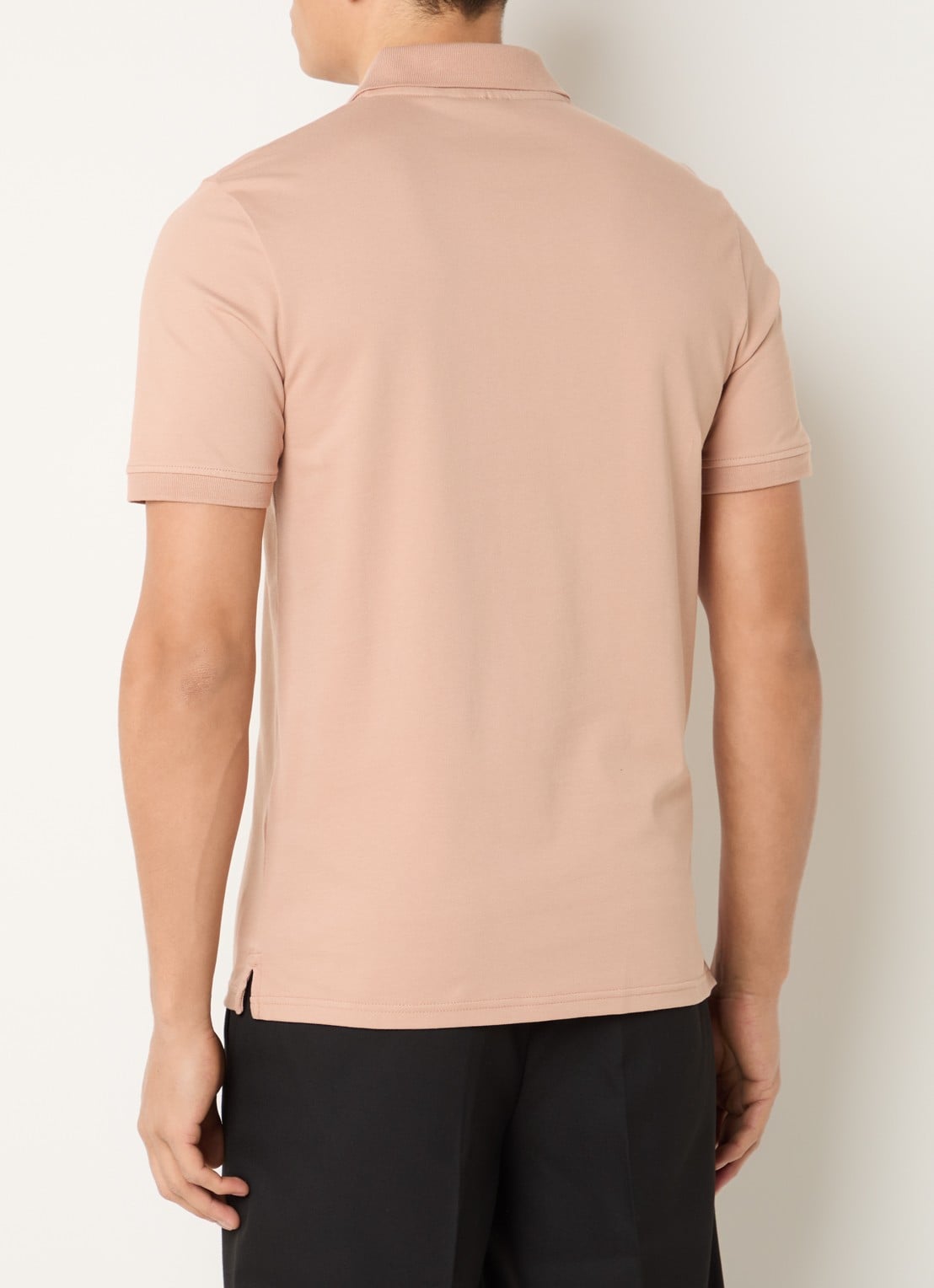 Lyle & Scott Regular fit polo van  piqué katoen met logo - achterkant 2 abrikoos