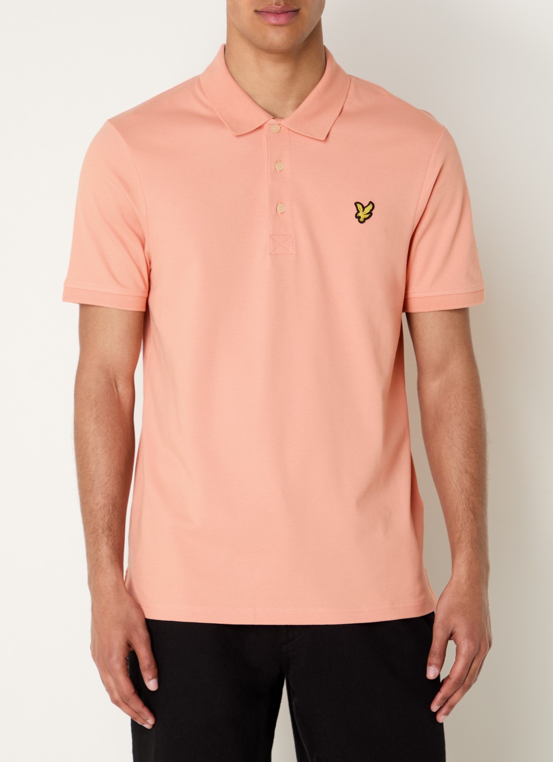 Lyle & Scott Regular fit polo van piqué katoen met logoborduring - detail 2 roodbruin