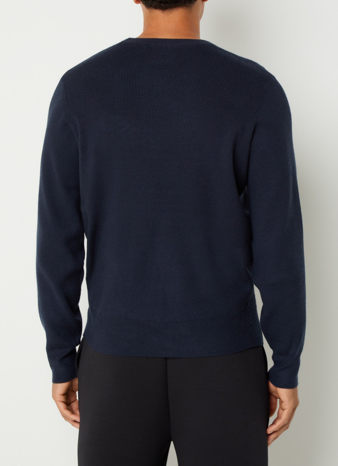 Lyle & Scott Ribgebreide pullover met logo - achterkant 2 donkerblauw