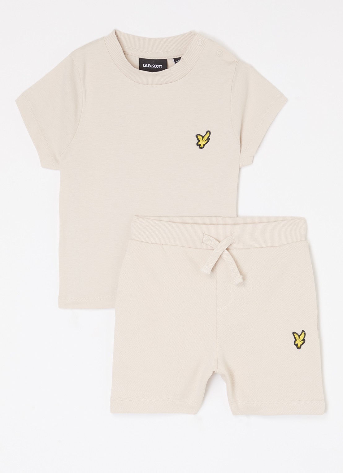 Lyle & Scott Set van T-shirt met korte joggingbroek 2-delig - voorkant beige