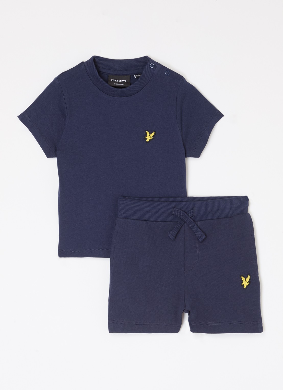 Lyle & Scott Set van T-shirt met korte joggingbroek 2-delig - voorkant donkerblauw