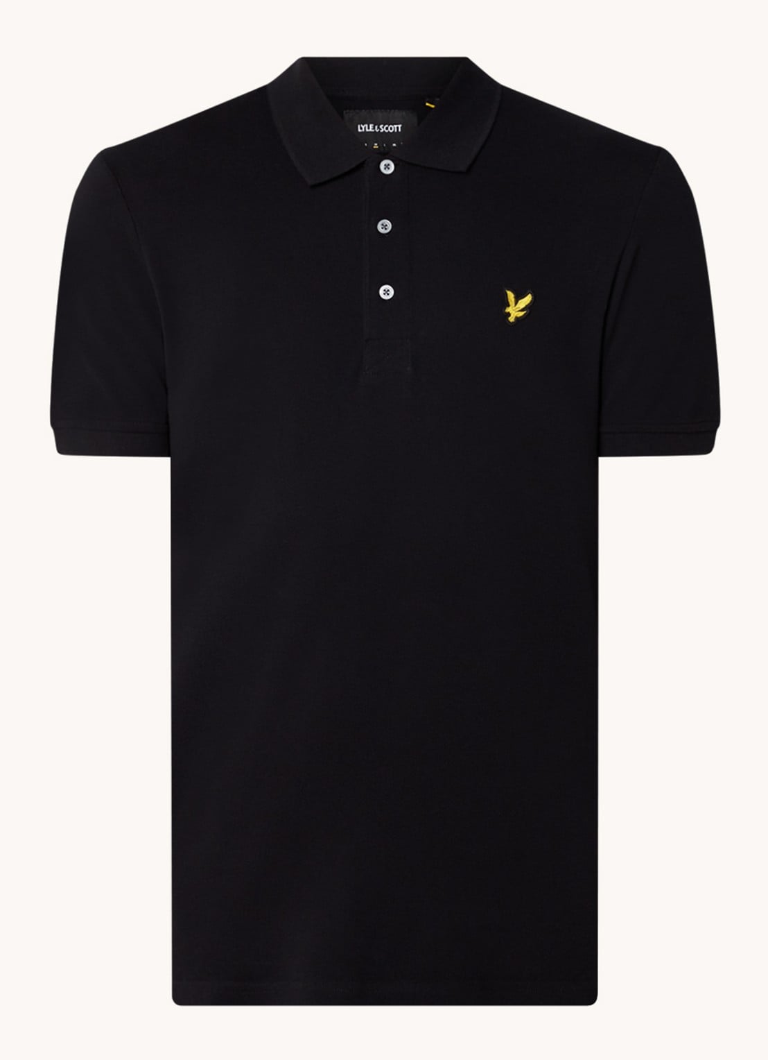 Lyle & Scott Slim fit polo van piqué katoen met logo - voorkant 3 zwart