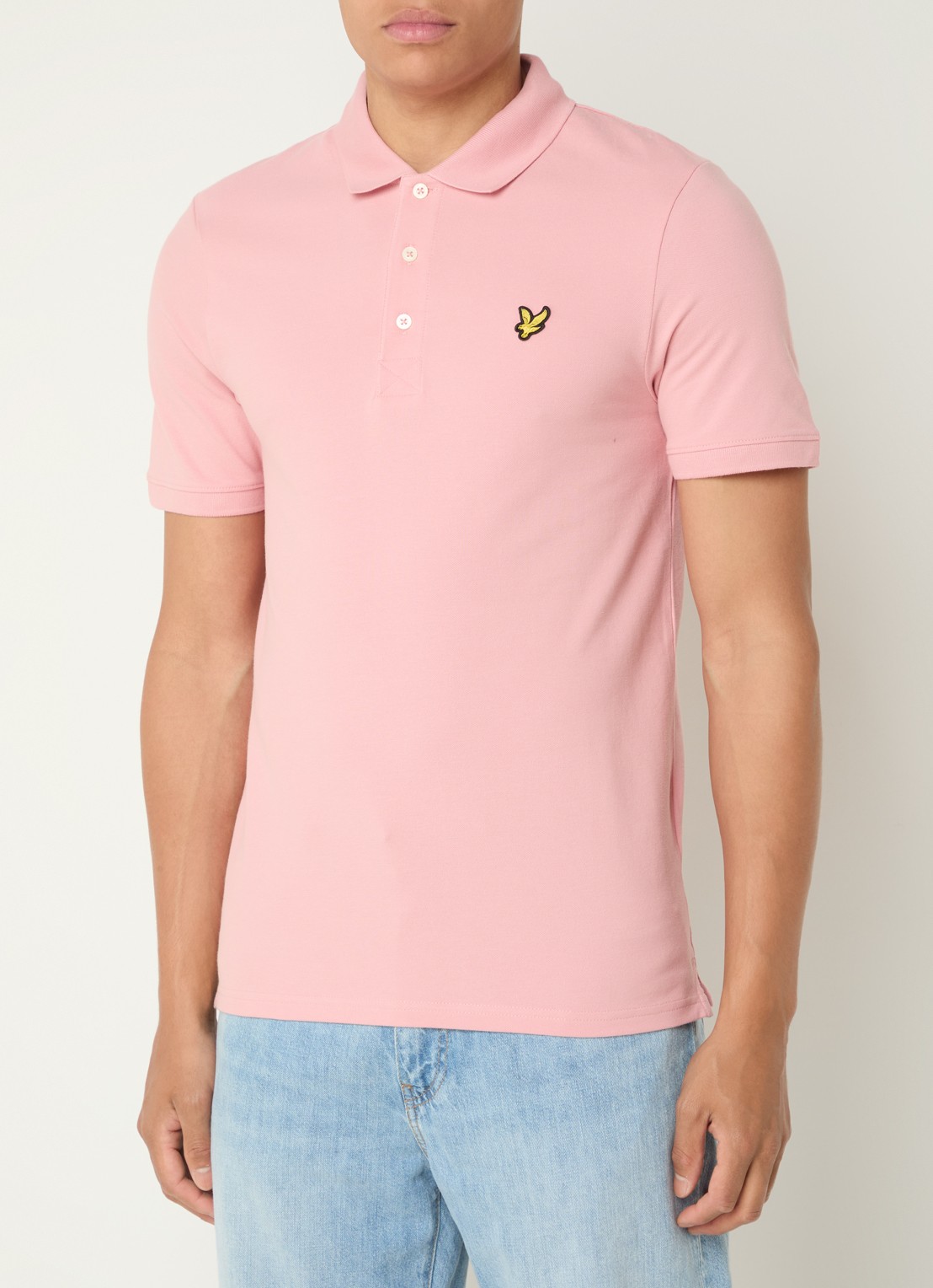 Lyle & Scott Slim fit polo van piqué katoen met logo - detail roze