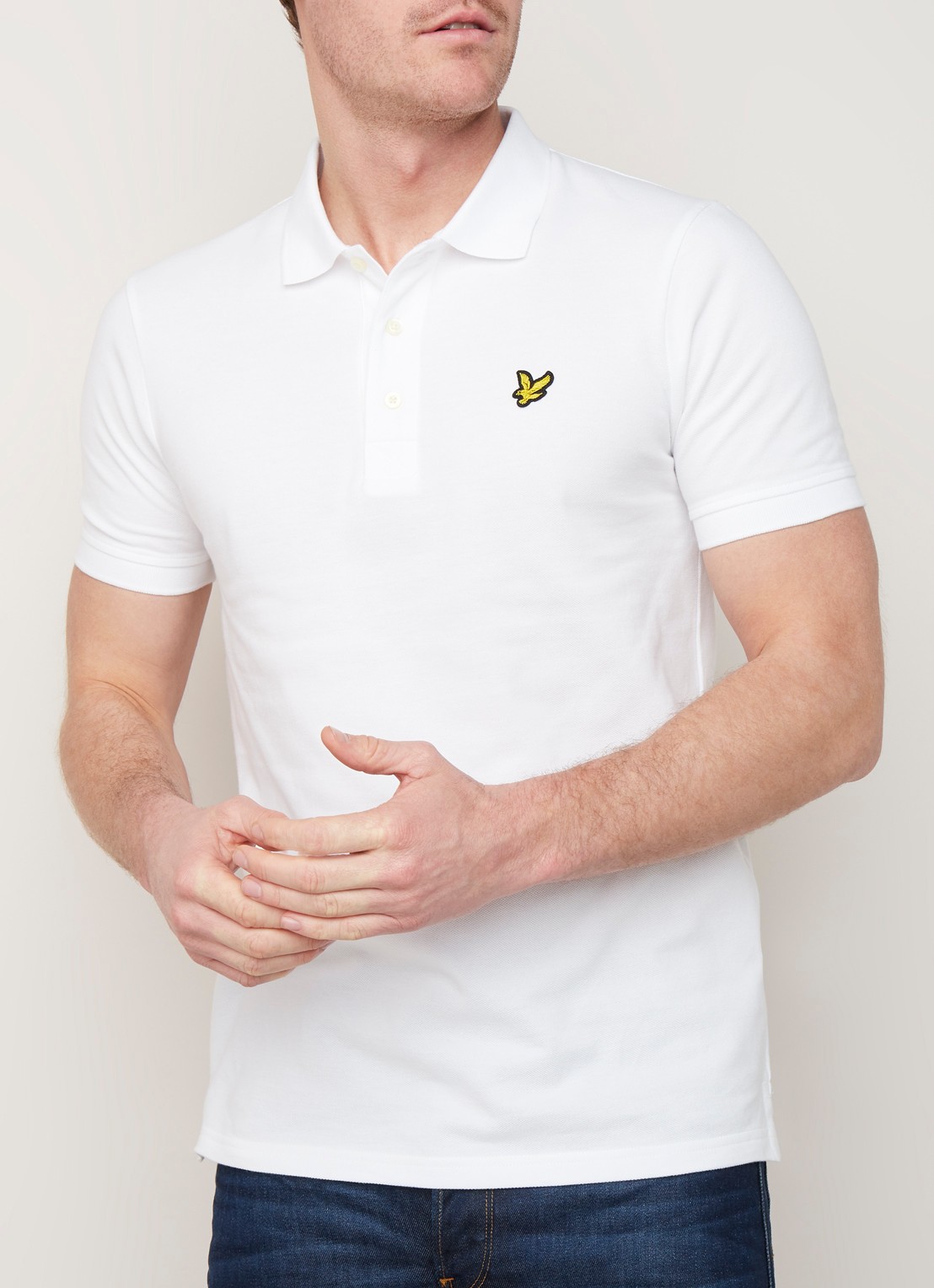Lyle & Scott Slim fit polo van piqué katoen met logo - detail wit