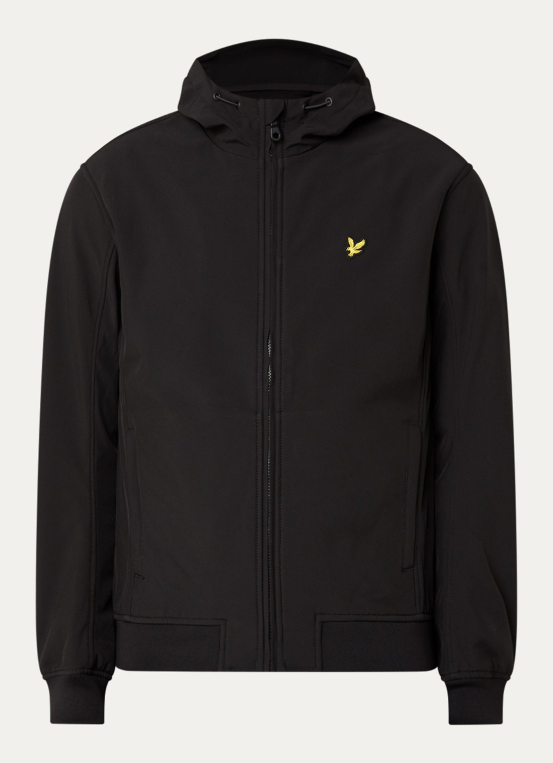 Lyle & Scott Softshell jack met capuchon en ritszakken - voorkant 3 zwart