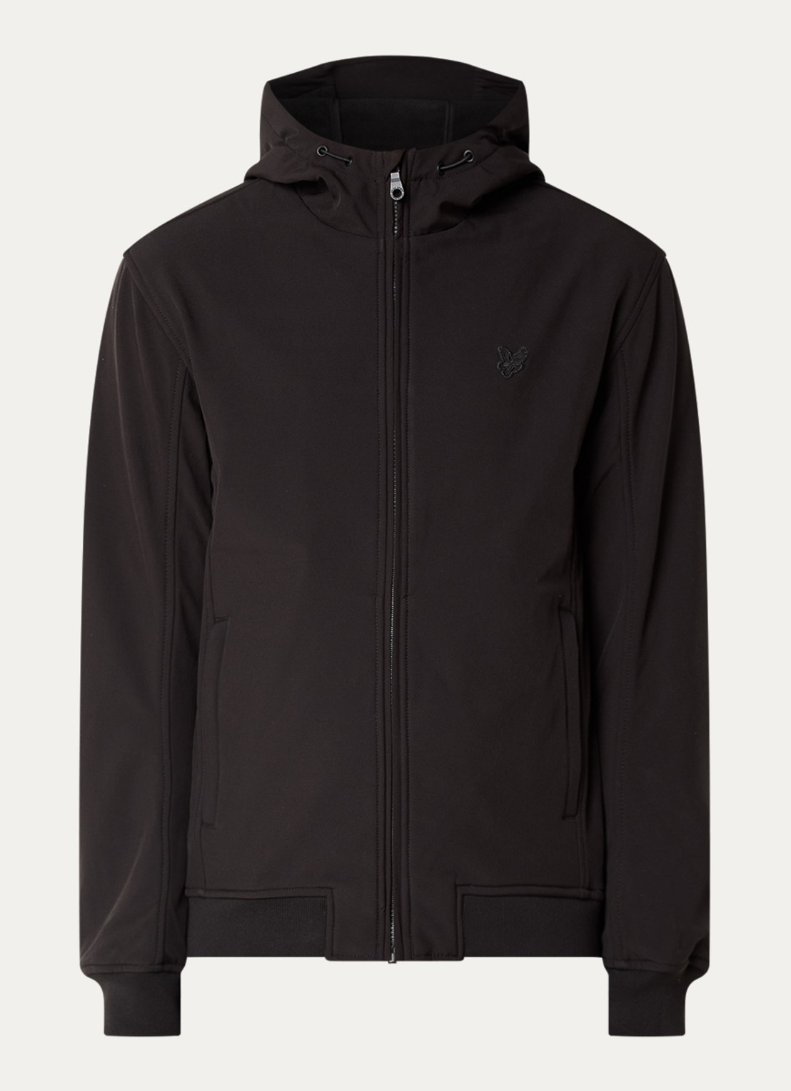 Lyle & Scott Softshell jack met capuchon en ritszakken - voorkant 2 zwart